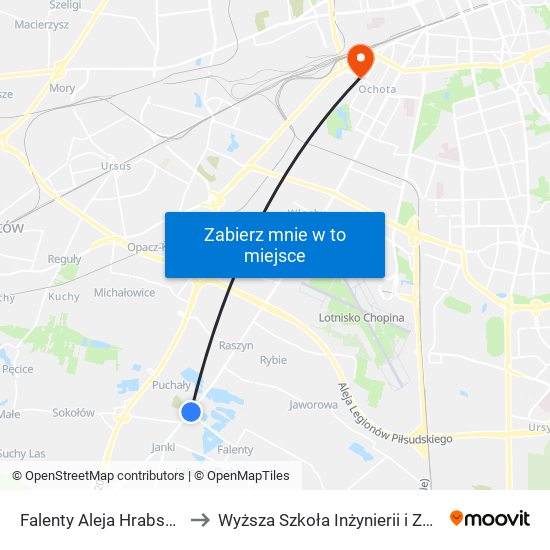 Falenty Aleja Hrabska to Wyższa Szkoła Inżynierii i Zdrowia map