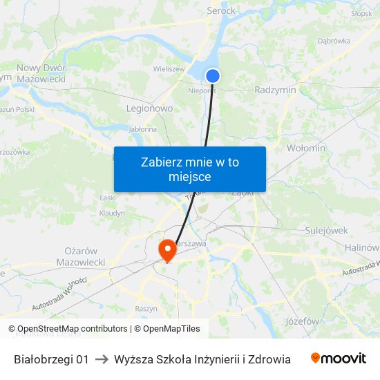 Białobrzegi 01 to Wyższa Szkoła Inżynierii i Zdrowia map