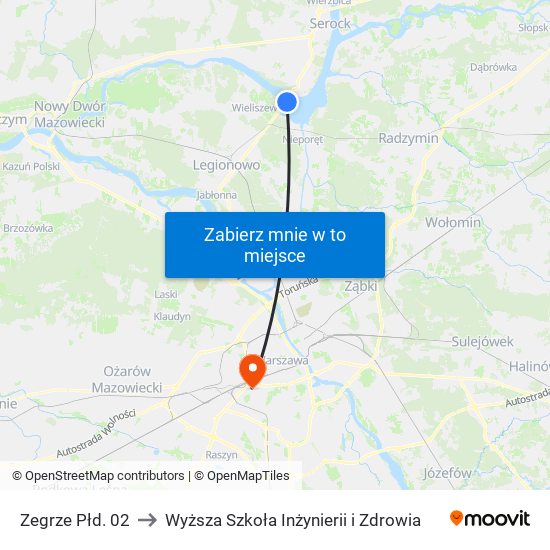 Zegrze Płd. 02 to Wyższa Szkoła Inżynierii i Zdrowia map