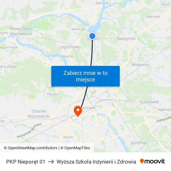 PKP Nieporęt 01 to Wyższa Szkoła Inżynierii i Zdrowia map