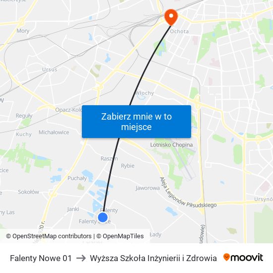 Falenty Nowe to Wyższa Szkoła Inżynierii i Zdrowia map