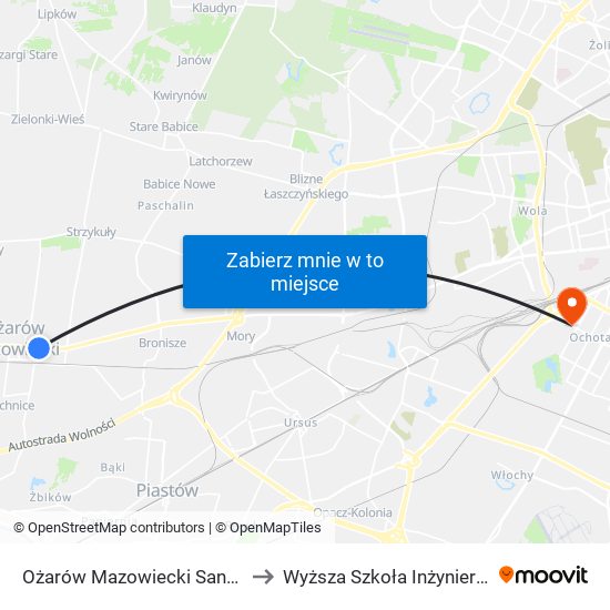 Ożarów Mazowiecki Sanktuarium 01 to Wyższa Szkoła Inżynierii i Zdrowia map