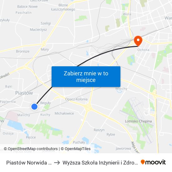 Piastów Norwida 01 to Wyższa Szkoła Inżynierii i Zdrowia map