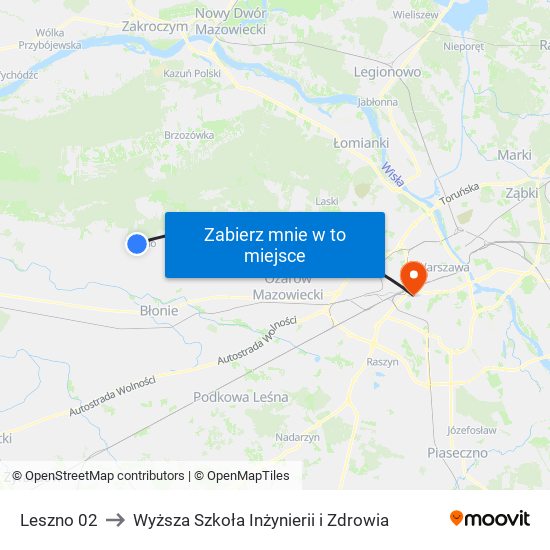 Leszno to Wyższa Szkoła Inżynierii i Zdrowia map