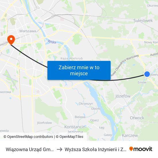 Wiązowna Urząd Gminy 02 to Wyższa Szkoła Inżynierii i Zdrowia map