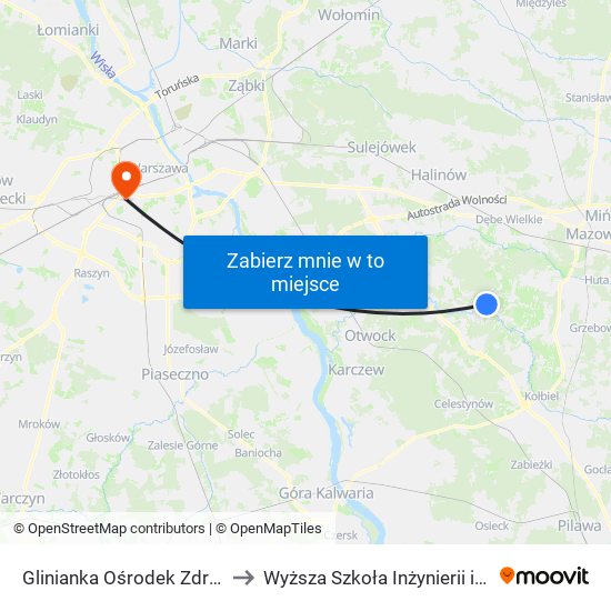 Glinianka Ośrodek Zdrowia to Wyższa Szkoła Inżynierii i Zdrowia map