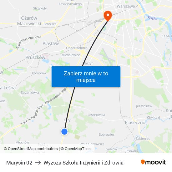 Marysin 02 to Wyższa Szkoła Inżynierii i Zdrowia map