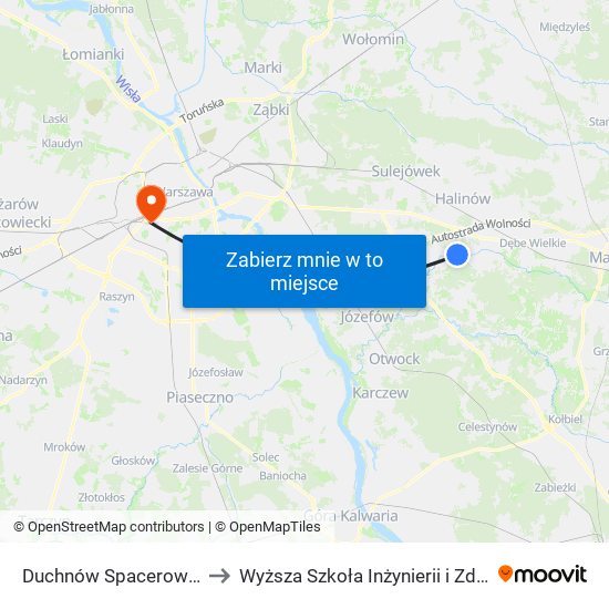 Duchnów Spacerowa to Wyższa Szkoła Inżynierii i Zdrowia map