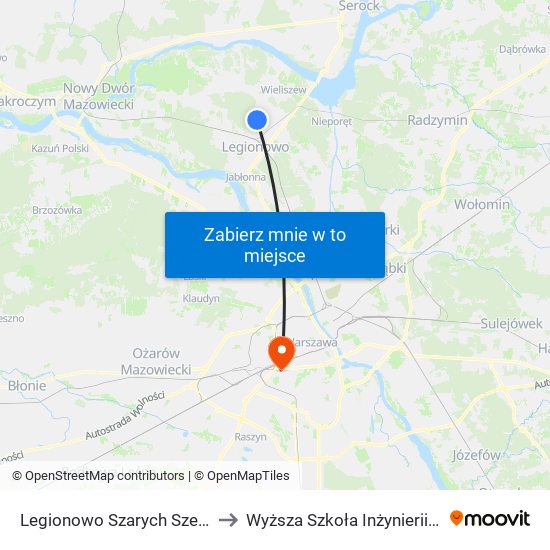 Legionowo Szarych Szeregów to Wyższa Szkoła Inżynierii i Zdrowia map