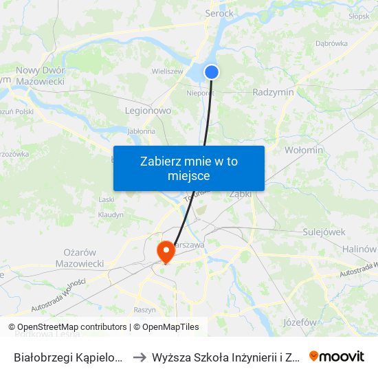 Białobrzegi Kąpielowa to Wyższa Szkoła Inżynierii i Zdrowia map