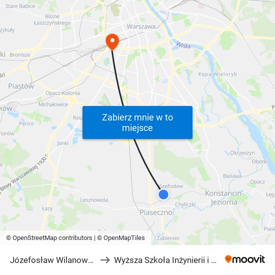 Józefosław Wilanowska 01 to Wyższa Szkoła Inżynierii i Zdrowia map