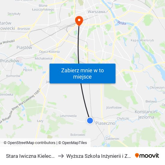 Stara Iwiczna Kielecka 02 to Wyższa Szkoła Inżynierii i Zdrowia map