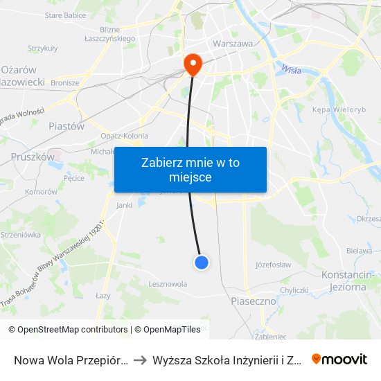 Nowa Wola Przepiórki 01 to Wyższa Szkoła Inżynierii i Zdrowia map