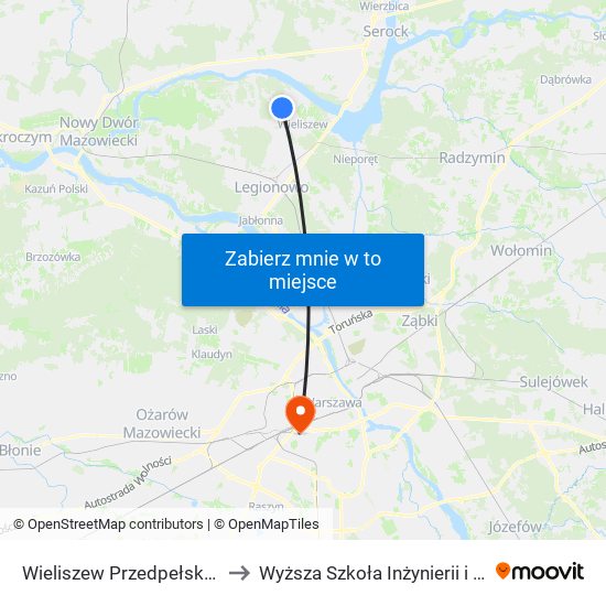 Wieliszew Przedpełskiego 02 to Wyższa Szkoła Inżynierii i Zdrowia map