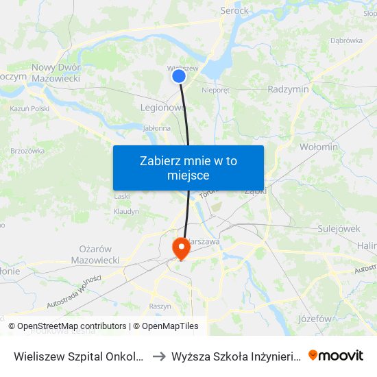 Wieliszew Szpital Onkologiczny 01 to Wyższa Szkoła Inżynierii i Zdrowia map