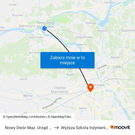 Nowy Dwór Maz. Urząd Miasta 01 to Wyższa Szkoła Inżynierii i Zdrowia map