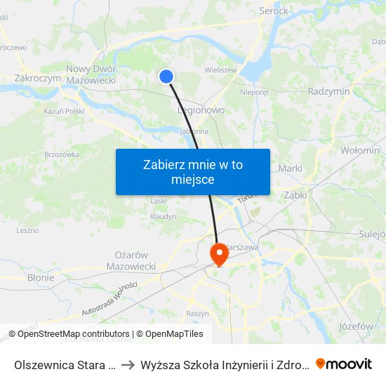 Olszewnica Stara to Wyższa Szkoła Inżynierii i Zdrowia map