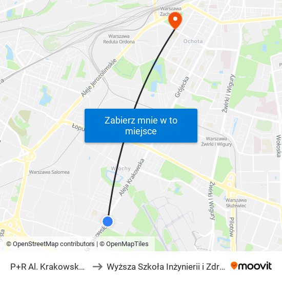 P+R Al. Krakowska 17 to Wyższa Szkoła Inżynierii i Zdrowia map