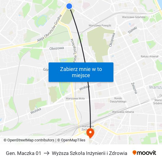 Gen. Maczka to Wyższa Szkoła Inżynierii i Zdrowia map