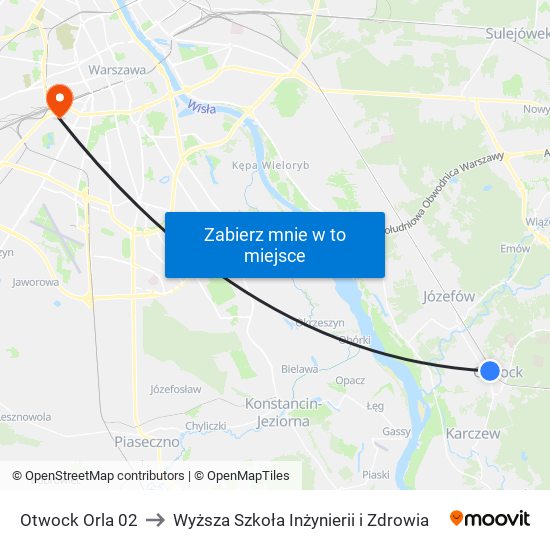 Otwock Orla 02 to Wyższa Szkoła Inżynierii i Zdrowia map