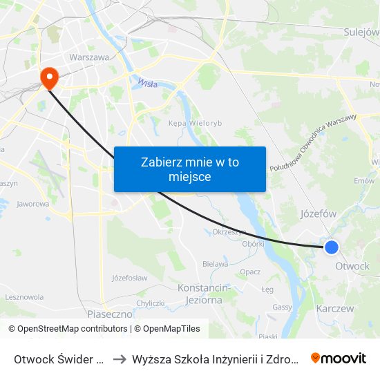 Otwock Świder 01 to Wyższa Szkoła Inżynierii i Zdrowia map