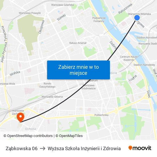 Ząbkowska 06 to Wyższa Szkoła Inżynierii i Zdrowia map