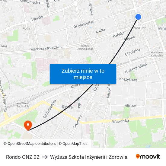 Rondo ONZ 02 to Wyższa Szkoła Inżynierii i Zdrowia map