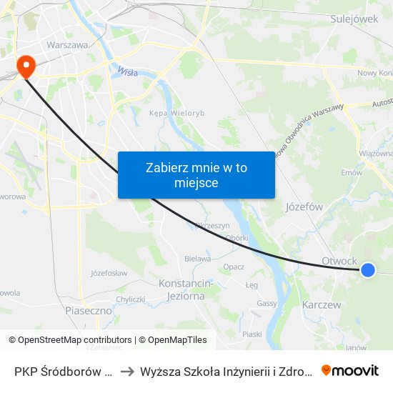 PKP Śródborów to Wyższa Szkoła Inżynierii i Zdrowia map