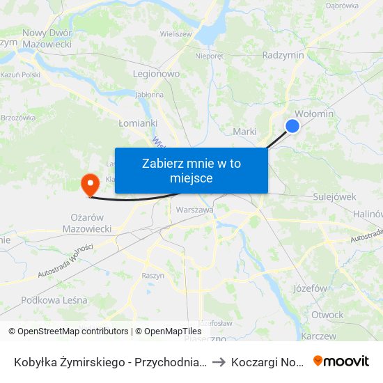 Kobyłka Żymirskiego - Przychodnia 02 to Koczargi Nowe map