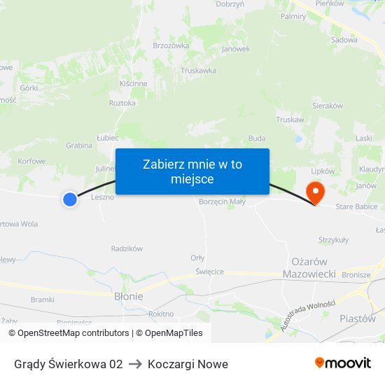 Grądy Świerkowa 02 to Koczargi Nowe map