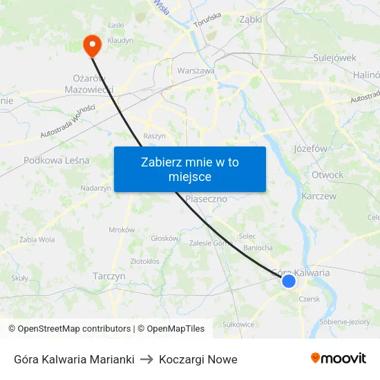 Góra Kalwaria Marianki to Koczargi Nowe map