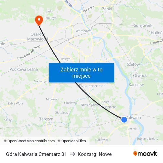 Góra Kalwaria Cmentarz 01 to Koczargi Nowe map