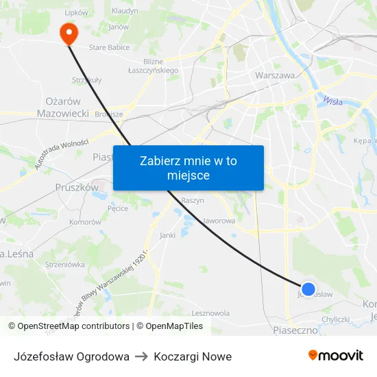 Józefosław Ogrodowa to Koczargi Nowe map