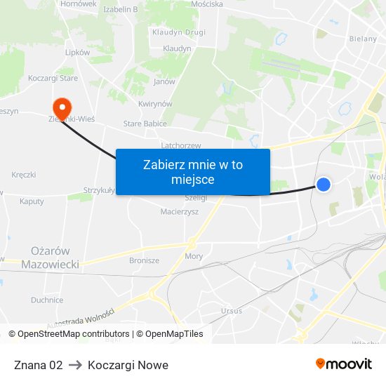 Znana 02 to Koczargi Nowe map