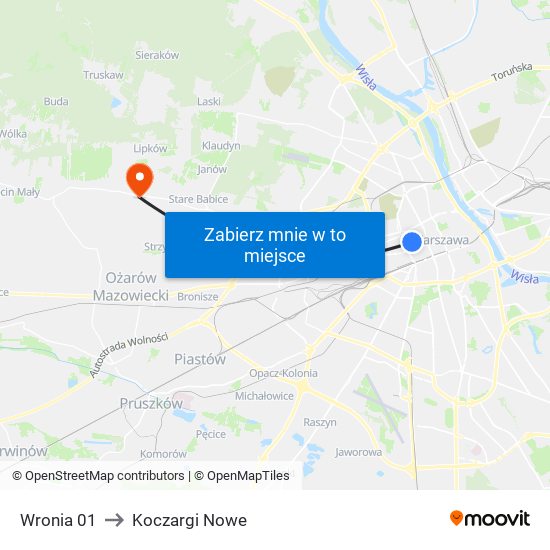 Wronia 01 to Koczargi Nowe map