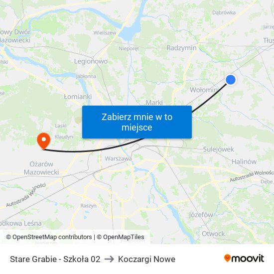 Stare Grabie - Szkoła 02 to Koczargi Nowe map