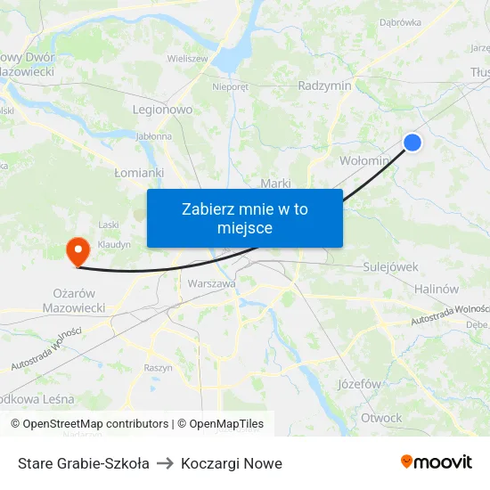 Stare Grabie - Szkoła to Koczargi Nowe map