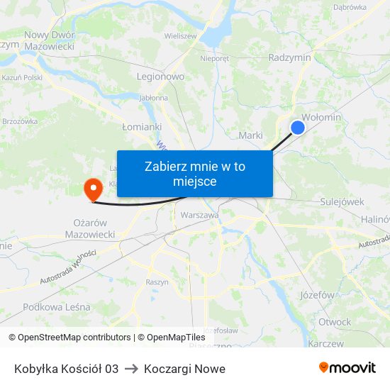 Kobyłka Kościół 03 to Koczargi Nowe map