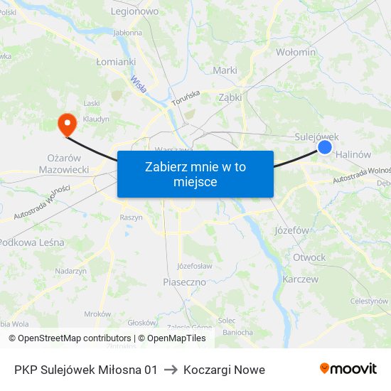 PKP Sulejówek Miłosna 01 to Koczargi Nowe map