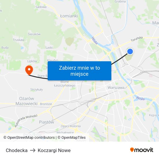 Chodecka to Koczargi Nowe map