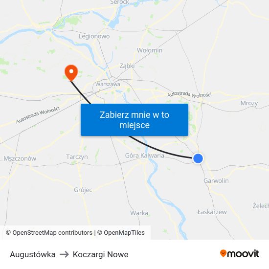 Augustówka to Koczargi Nowe map