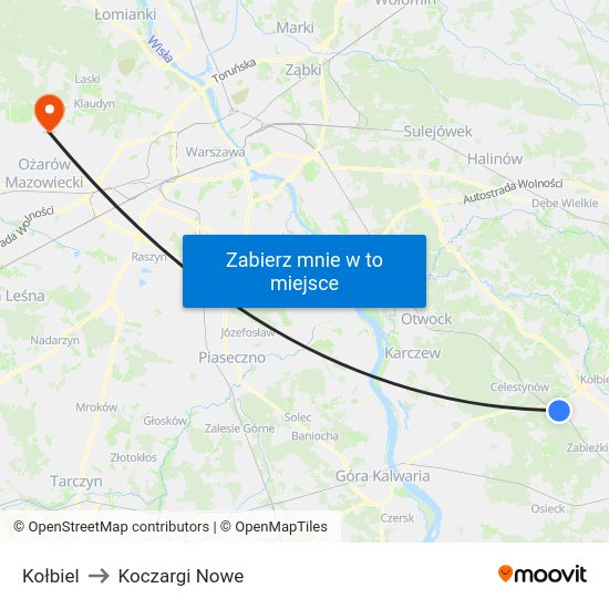 Kołbiel to Koczargi Nowe map