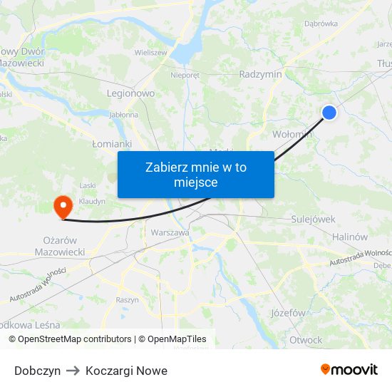 Dobczyn to Koczargi Nowe map