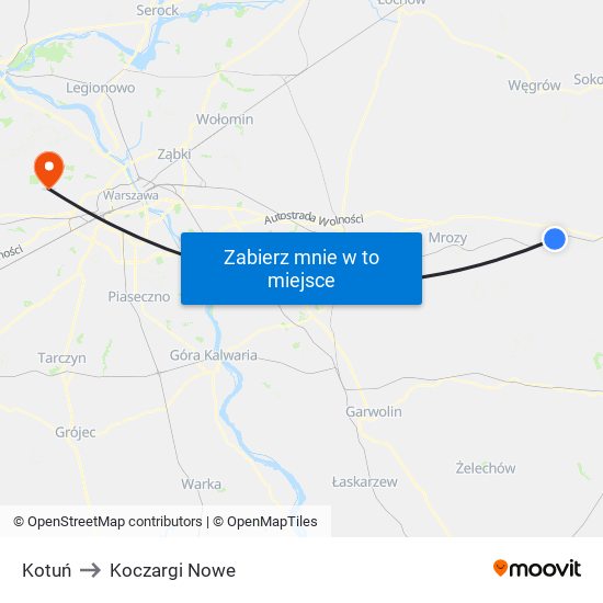 Kotuń to Koczargi Nowe map