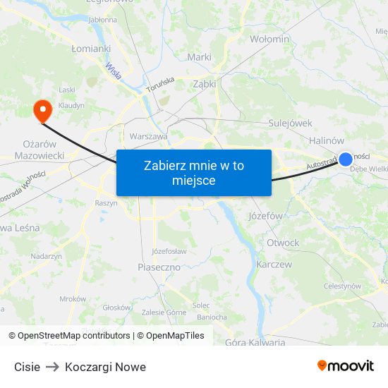 Cisie to Koczargi Nowe map