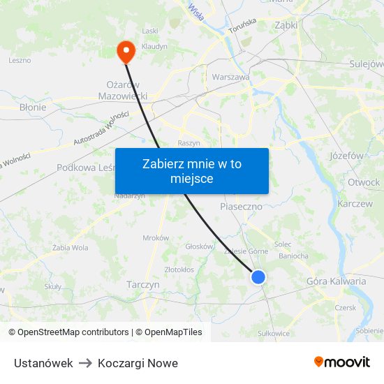 Ustanówek to Koczargi Nowe map