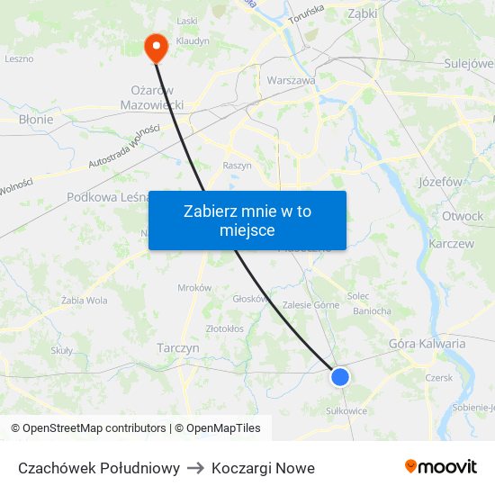 Czachówek Południowy to Koczargi Nowe map