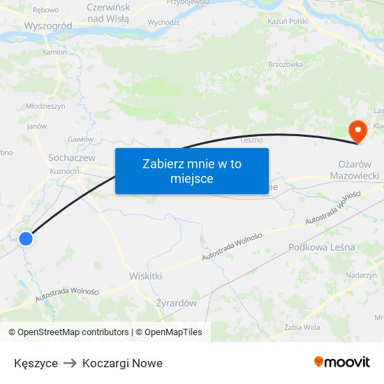 Kęszyce to Koczargi Nowe map