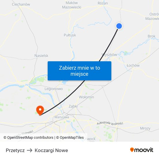 Przetycz to Koczargi Nowe map