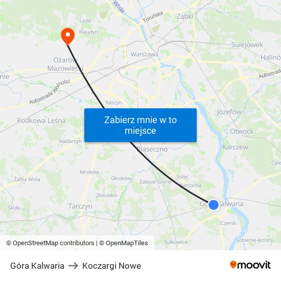 Góra Kalwaria to Koczargi Nowe map